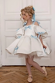 Kız Çocuk Tasarım Fiyonk Detaylı Elbise