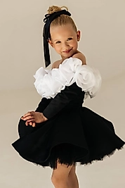 Kız Çocuk Yaka Detaylı Siyah Elbise