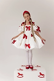 Kız Çocuk Fiyonk Detaylı Tasarım Elbise