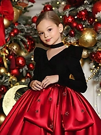 Kız Çocuk Kırmızı Tasarım Elbise