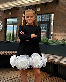 Kız Çocuk Çiçek Detaylı Elbise