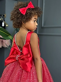 Kız Çocuk Tasarım Kırmızı Prenses Elbise