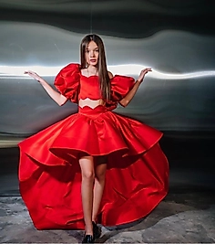 Kız Çocuk Kırmızı İkili Takım