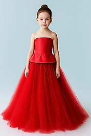 Kız Çocuk Straplez Prenses Elbise